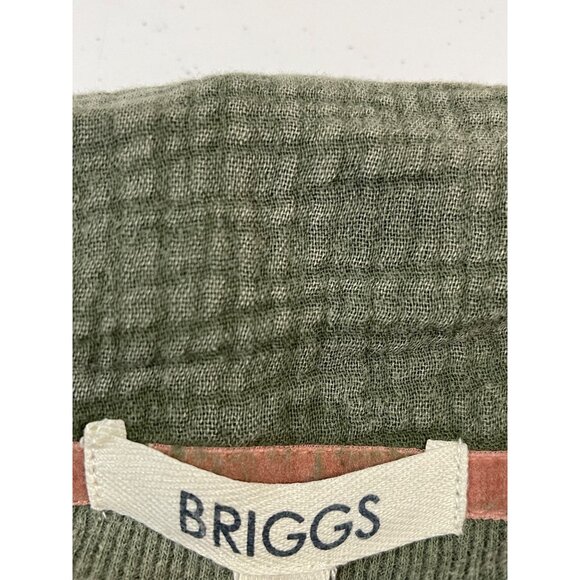 Briggs NWT Women's Relaxed Fit Button Long Sleeve Waffle Shirt Green - Picture 10 of 13